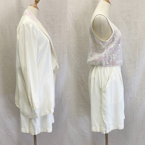 Vintage 90s JR Nites crepe evening/formal sequin romper/blazer set small-medium - Picture 6 of 14